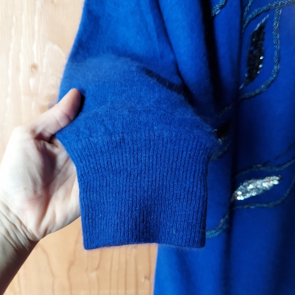 Cee Gee By Sue Wong Vintage Cobalt Blue Lambswool Blend Sweater Dress - Picture 11 of 14